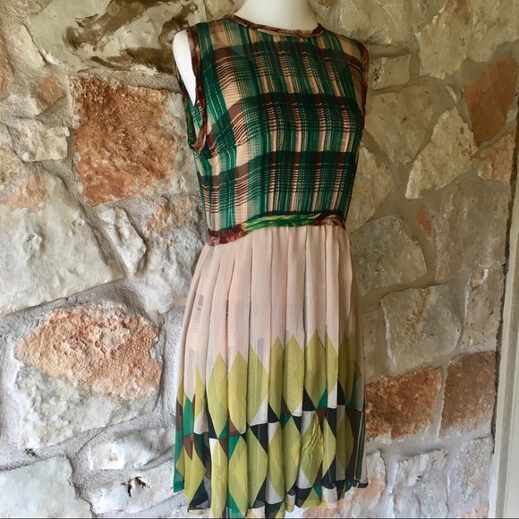 Anthropologie Dresses & Skirts - Anthropologie Tracy Reese Green Plaid Silk Dress